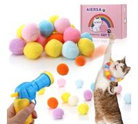 AIERSA Interactive Cat Toys for Indoor Cats, Cat Ball Launcher with 30 Plush Balls for Bored Adult Cats, Cat Toy Gun with Pom Poms, Cat Lover Gifts for Women