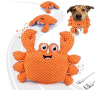 AIERSA Interactive Electric Dog Toy with Plush Cover, Self-Moving Vibrating Dog Toy with Bell, One-Piece Design for Medium Chewers, Rechargeable, for Indoor & Outdoor Play