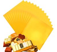 AIERSA Large Chocolate Bar Wrappers for Dubai Chocolate Bar Pistachio, 100pcs 9.8 * 9.8in Big Gold Foil Sheets, Candy Wrappers for Hommemade Candy, Caramels, Granola Bar Packaging