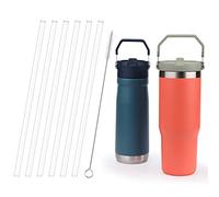 AIERSA Replacement Straws for Stanley Iceflow Flip Straw Tumbler 6pack Plastic Reusable Straws Compatible with IceFlow Stainless Steel Tumbler with Cleaning Brush for Stanley Cup Accessories