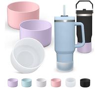 AIERSA Silicone Boot Sleeve for Stanley Quencher 40oz, 30oz Tumbler with Handle, IceFlow 20oz, 30oz, Protective Water Bottle Bottom Cover, Clear, Wisteria, Pink