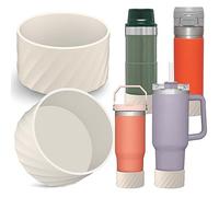 AIERSA Silicone Boot Sleeve for Stanley Quencher 40oz, IceFlow 30oz, Protective Water Bottle Bottom Cover, Cream