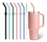 AIERSA Silicone Straw Replacement suitable for Hydro Flask Travel Tumbler 40oz with Lid and Straw, 6pcs Reusable Press-in Straws Compatible with HydroFlask 40 32 28 20 oz Water Bottles Accessories