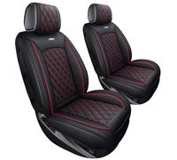 Aierxuan Chevy Chevrolet Silverado GMC Sierra 2 Front Seat Covers Pickup Custom Fit 2007-2023 1500 2500HD 3500HD Crew Double Extended Cab Waterproof Leather Seat Protectors (2 PCS Front, Black-Red)