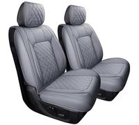 Aierxuan Dodge Ram Car Seat Covers Front Pair Waterproof Leather Custom Fit 2009-2025 1500/2500/3500 Crew Quad Regular Cab Truck Pickup Compatible with Airbag(2 PCS Front/Grey)