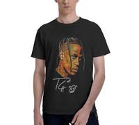AIESANY Men's Travis Rapper Music Cotton Shirts Graphic Crew Neck Summer T-Shirt Performance Short Sleeve Tee for Everyday Wear Black S