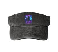 AIESANY Unisex Alan DJ Baseball Cap Music Visor Adjustable Vintage Washed Denim Visors Empty Top Baseball Cap for Women Men
