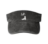 AIESANY Unisex Metal Band Music Visor Adjustable Vintage Washed Denim Visors Empty Top Baseball Cap for Women Men