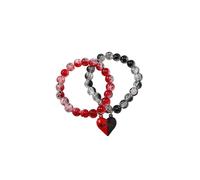 AIETUE Couples Bracelets, 2Pcs Matching Bracelets For Couples Set Love Forever Heart Couples Bracelets Crystal Beaded Inspirational Holiday Valentine's Day Meaningful Jewelry Gift, L, Crystal, no