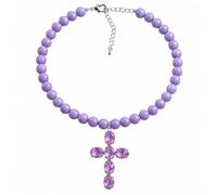 AIETUE Cross Boho Necklace For Women, Chunky Beaded Statement Faith Minimalist Western Birthday Gift Jewelry Gift, XL, Acrylic, No Gemstone
