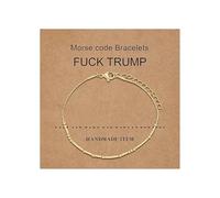 AIETUE Fck Trump Morse Code Bracelets For Women, Funny Words Inspirational Hidden Message Gift Card Adjustable Stackable Friendship Activist Jewelry