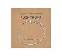 AIETUE Fck Trump Morse Code Bracelets For Women, Funny Words Inspirational Hidden Message Gift Card Adjustable Stackable Friendship Activist Jewelry