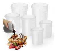 Aieve 6 Pcs Silicone Cups for Melting Chocolate, Measuring Cups with Scale & Pouring Spout, Capacity 100ml & 250ml & 350ml Candy Melting Cups for Strawberries, Cake Pops, Baking & DIY Treats