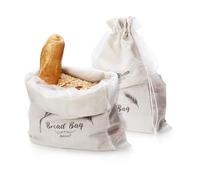 AIEVE Linen Bread Bags for Homemade Bread, 2 Pack 35 x 46.5 cm Reusable Linen Cloth Saver Bag with Plastic Liner for Sourdough Bread Storage, Keep Bread Fresh