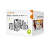 AIEVE Mason Jar Lid Organizer, 4 Pack Canning Lid Storage Rack for Storing Wide & Regular Mouth Lids and Rings