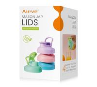 AIEVE Mason Jar Pour Spout Lid, 4 Pack Regular Mouth Mason Jar Lids with Flip Top,Reusable and Leak-Proof Plastic Canning Pitcher Lids tor Milk, Coffee, Juice, Lemonade,Colorful(Jars not Included)