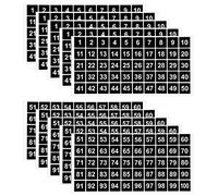 AIEX 10 Sheets Number Stickers 5 Sets of 1-100 Vinyl Square Number Sticker Waterproof Labels for Sorting Organizing Storage Boxes Lockers Indoor Outdoor Office School Supplies (1inch), White,Black
