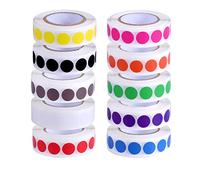 AIEX 10 x 13 mm Round Self-Adhesive Round Coding Labels Roll of Coloured Coding Labels (10000 Sheets)