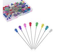AIEX 100 Pcs Sewing Pins Fabric, 2.2 Inch Gourd Shaped Decorative Long Sewing Straight Pins Corsage Straight Quilting Pins with Colored Heads Bouquet Fabric Sewing Dressmaking Stitch Crafts (B29060)