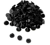 AIEX 100 Pieces Butterfly Clasp Pins Rubber Pin Clasp Clutch for Lapel Pins Jewellery Making Hats Badges Uniform (Black 11.5 mm Diameter)