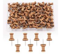AIEX 100 Pieces Wood Push Pins Map Push Pins Map Pins with Steel Tip for Cork Display Board Craft Projects