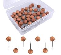 AIEX 100 Pieces Wooden Push Pins Round Head Push Pins with Steel Needle Map Pins Decorative Push Pins for Bulletin Board Documents Photos and Cards