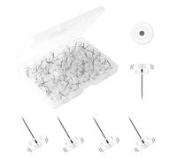 AIEX 100pcs Clear Push Pins, Plastic Pushpins Thumb Tacks Flat Push Pins with Steel Point for Cork Board Bulletin Board Wall (White)