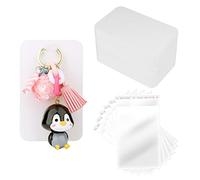 AIEX 100pcs Keychain Display Cards with 100pcs Self-Sealing Bags, White Keyring keychain Display Cards Holder for Packaging Selling (7.5x12cm / 3 x 4.7inch)