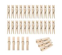 AIEX 100pcs Mini Wooden Pegs Clips, 3.5cm Wood Clothes Pins Bulk with Spring Photos Craft Clips Wooden Paper Pegs for Home School Office Arts Crafts Decoration