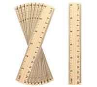 AIEX 10pcs Wooden Rulers with 2 Precise Scales, Single Printed Wooden Rulers Bulk for School Classroom Home Office Crafts, 15cm