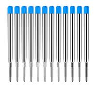 AIEX 12 Pcs Replaceable Ballpoint Pen Refills, Metal Pen Refill with Medium Size Nib, Smooth Writing Ballpoint Replacement Ink (Blue)