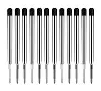 AIEX 12 Pcs Replaceable Ballpoint Pen Refills, Metal Pen Refill with Medium Size Nib, Smooth Writing Ballpoint Replacement Ink (Black)