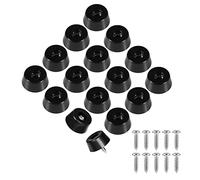 AIEX 12 Pcs Round Black Rubber Bumper Feet with Stainless Steel Screws for Wooden Tables Chairs Furniture (0.41" x 0.86")