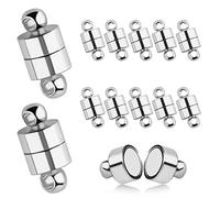 AIEX 12pcs Magnetic Bracelet Clasps, Locking Magnetic Clasps Magnetic Necklace Clasps with Round Buckle Magnetic Jewelry Clasps Magnet Clasp Converter for Jewelry Necklace Making (Silver)