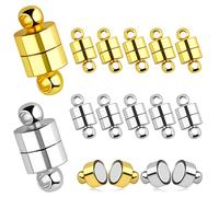 AIEX 12pcs Magnetic Bracelet Clasps, Locking Magnetic Necklace Clasps with Round Buckle, Golden, Silver