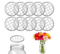 AIEX 12pcs Mason Jar Frog Lid Inserts Flower Glass Bottle Covers Flower Vase Grid Lids for fixing Flower Arrangement Plants Fixation Home Office Vase Decoration Accessories (Silver)