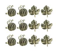 AIEX 12pcs Pumpkin Maple Napkin Rings, Holiday Napkin Rings Metal Thanksgiving Fall Napkin Rings Leaves Decor for Christmas Wedding Party