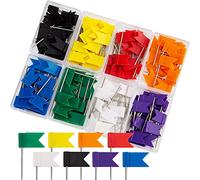 AIEX 160 Pcs Colored Flag Push Pins Travel Map Tacks Marking Pins, 8 Assorted Colors Map Thumb Tacks Plastic Head with Steel Point for Cork Bulletin Board(35mm) at Home Office and School