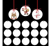 AIEX 18pcs Round Sublimation Ornament Blanks with Red Strings, MDF Personalized Sublimation Pendant Ornaments Blanks for Crafts Halloween Christmas Decor DIY Supplies