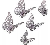 AIEX 24 x 3D Butterfly Ornaments Decorative Removable Vivid Stickers with 3 Different Sizes (Dark Grey)