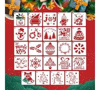 AIEX 24pcs Christmas Stencils Template Reusable, 3x3 Inch Xmas Craft Painting Stencils for Painting on Wood Paper Window Journal Scrapbook Card DIY Projects (Style B)