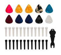 AIEX 24pcs Guitar Bridge Pins String Pegs, 10pcs Picks Bridge One Pin Puller Guitar Accessories Kit for Guitar Partial Kits Replacement