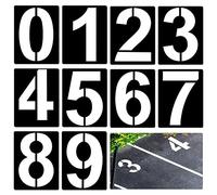 AIEX 25 cm (10'') Large Number Stencils, Reusable Plastic Curb Address Numbers 10pcs Parking Stencils for Painting from 0 to 9, Black