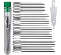 AIEX 28pcs Big-Eye Hand Sewing Needles Large Eye Stitching Needles in a Clear Tube Upholstery Needles Set 4.6cm/1.81inch, 5.2cm/2.05inch, 5.6cm/2.20inch, 6 cm/2.36 inch with a Threader for DIY Embro