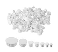 AIEX 300pcs 7 Sizes Cabinet Hole Plugs, 5mm/0.19'', 6mm/0.2'', 8mm/0.3'', 10mm/0.4'', 13mm/0.5'', 19mm/0.7'', 25mm/1'' Plastic Plugs Screw for Holes Furniture Plug (white), (B23049)