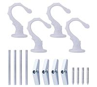 AIEX 4 Sets Ceiling Hooks, Plant Hooks for Ceiling with Screws Bolts and Toggle Wings, Ceiling Swag Hooks Heavy Duty for Installation Cavity Wall (White)