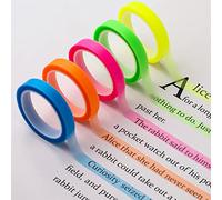 AIEX 5 Rolls Highlighter Tapes, 0.23inch x 16.4ft Colored Transparent Tape Fluorescent Neon Tape Removable Highlighters for Students Teachers Reading Taking Notes at Class Home Office