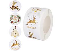 AIEX 500 x 3.8 cm Round Christmas Stickers, Self-Adhesive Envelope Stickers Presents Decorative Round Christmas Labels for Party Decoration (4 Models)