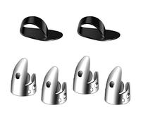 AIEX 6 Pieces Adjustable Finger Plectrums Picks Set Including 4 Pieces Stainless Steel Finger Thumb and 2 Pcs Plastic Thumb Picks for Guitar Harp Bass Ukulele (Silver)