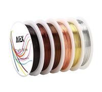 AIEX 6 Rolls Tarnish Resistant Bare Copper Jewelry Wire for Crafts Beading Jewelry Making DIY Jewelry Decor (24 Gauge)